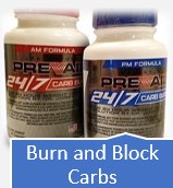 Bottles of carb burner and blocker supplements