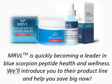 Blue scorpion venom health solutions skincare and immune support.
